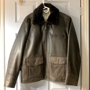 L.L. Bean ladies size medium dark brown leather jacket